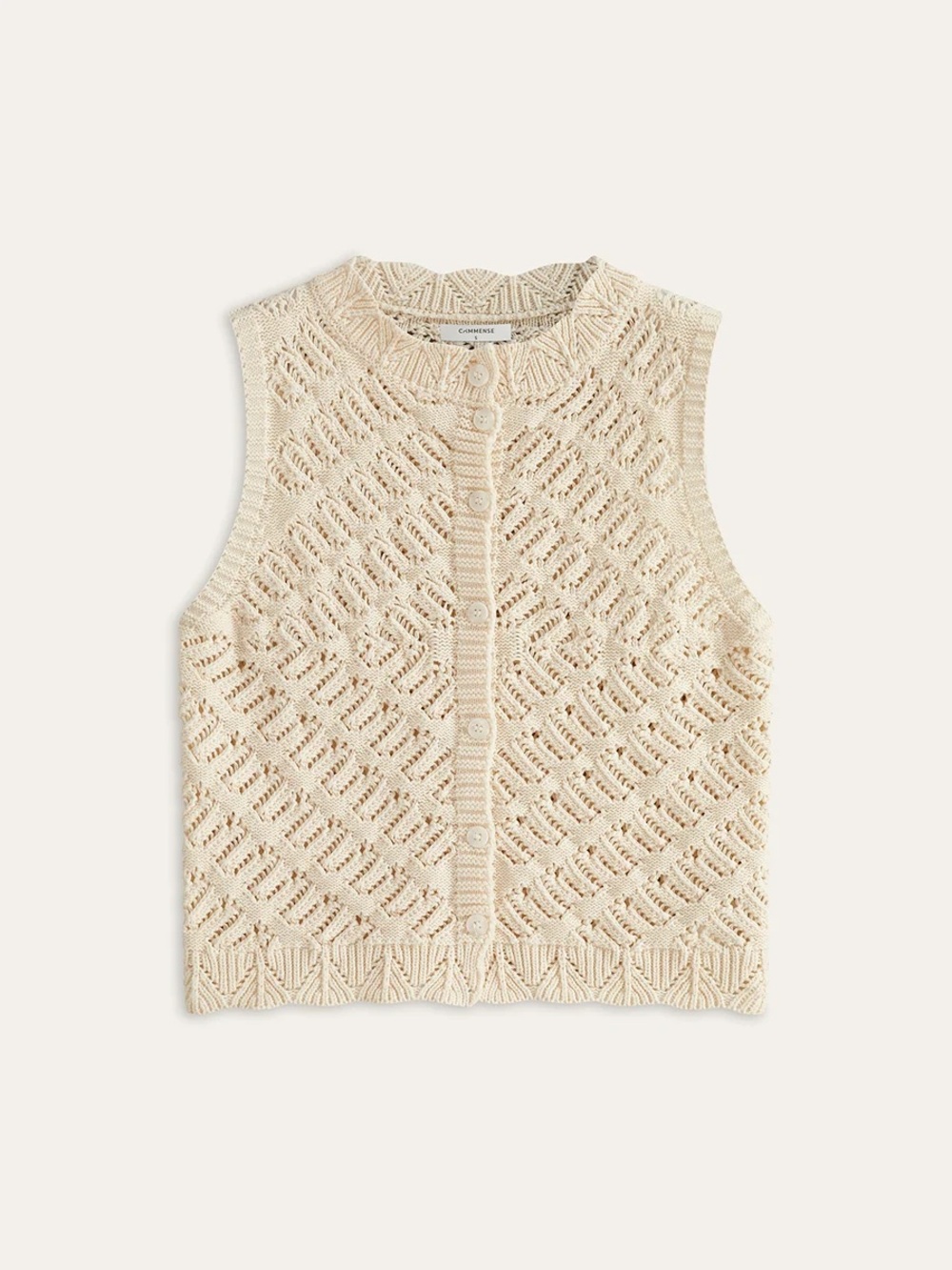 Commense Knitted Sleeveless Cardigan with Button Front